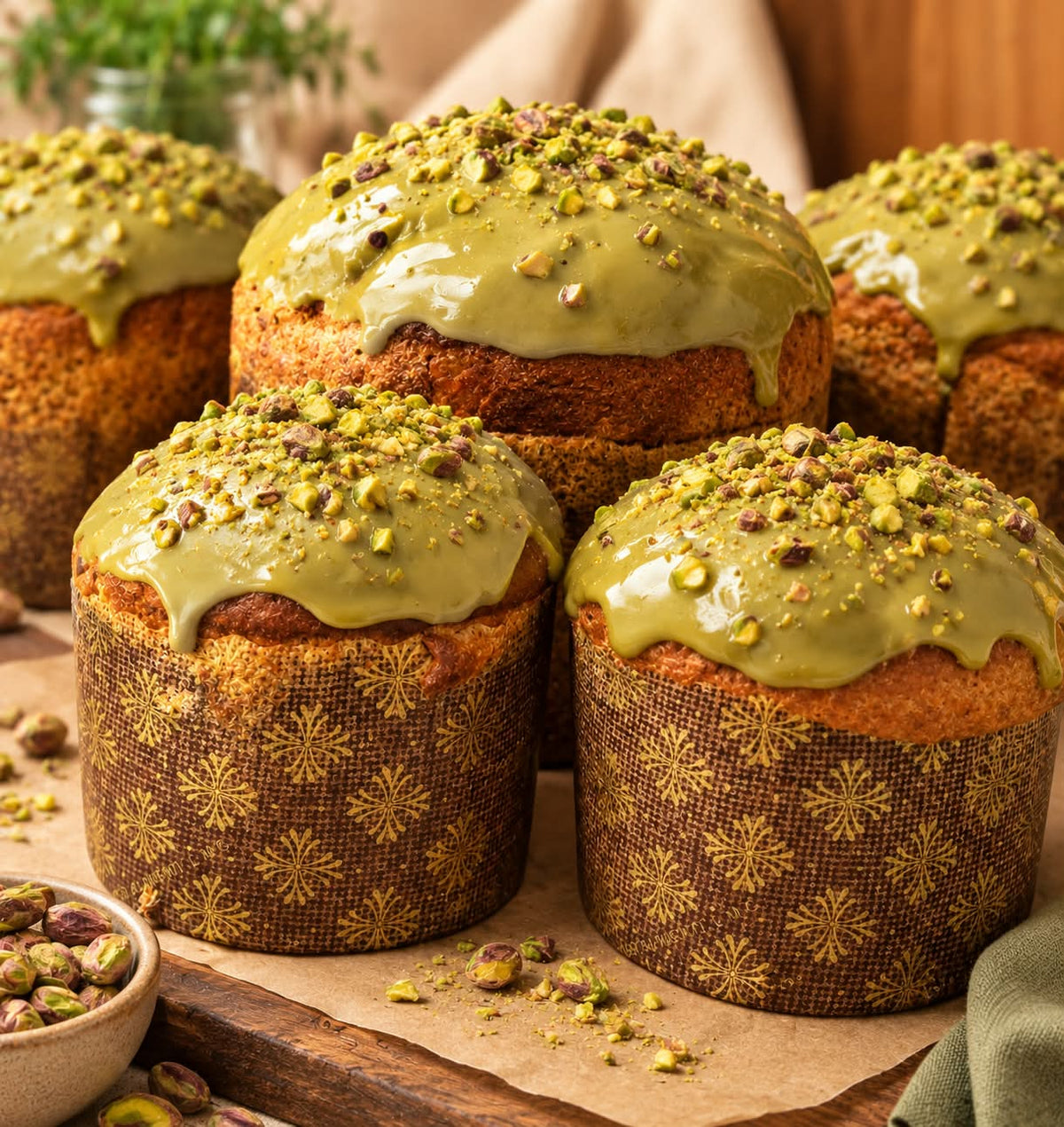 Panettone glassato al pistacchio
