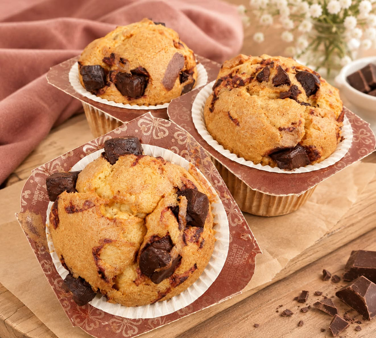 Muffin con gocce di cioccolato